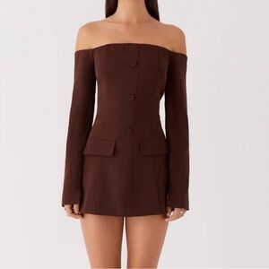 Peppermayo Dominique Blazer Mini Dress - Chocolate